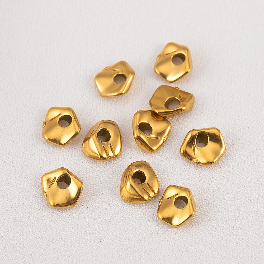 

5pcs Color Retention Irregular 304 Stainless Steel Gold Color Beads For DIY Bracelets Necklaces Accessories Loose Bead Materials