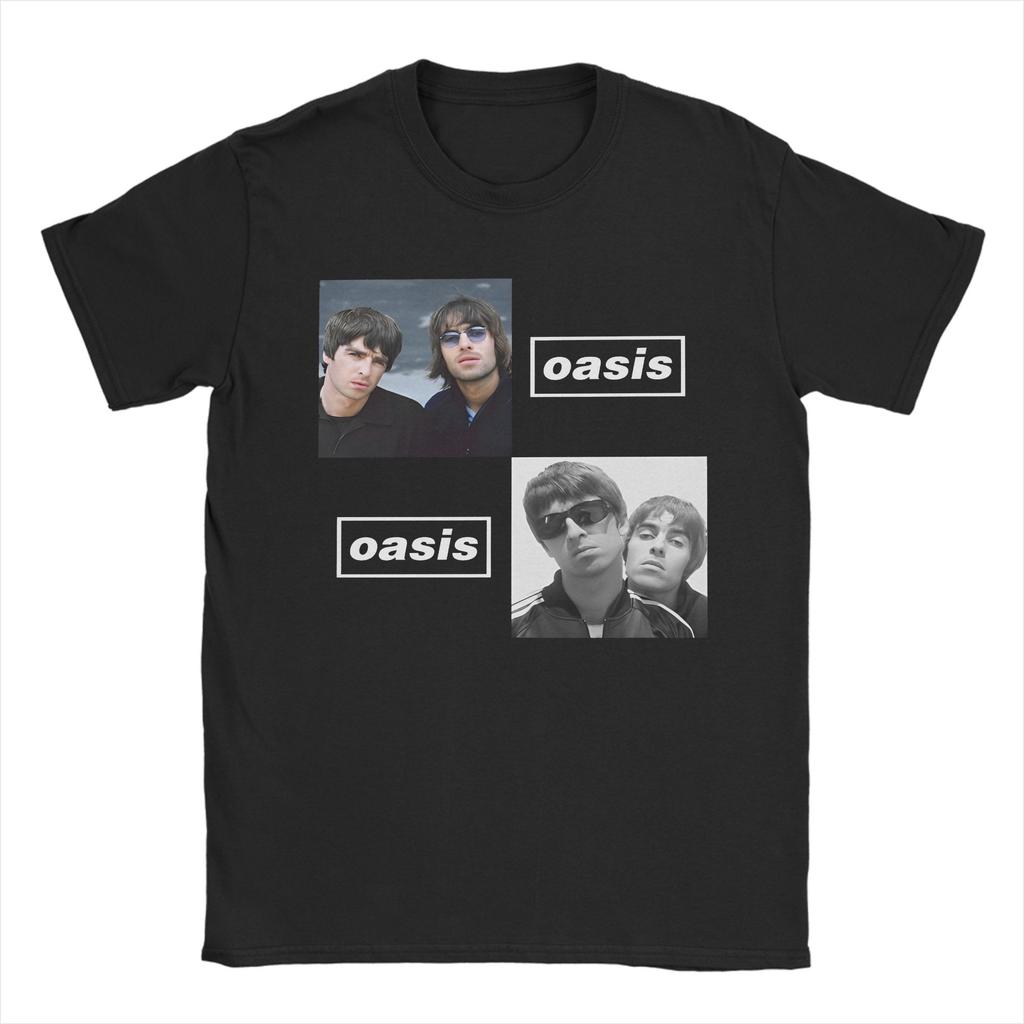 O-Oasis Rock Band T-Shirts for Men  Vintage Cotton Tee Shirt Crewneck Short Sleeve T Shirt Gift Idea Clothing