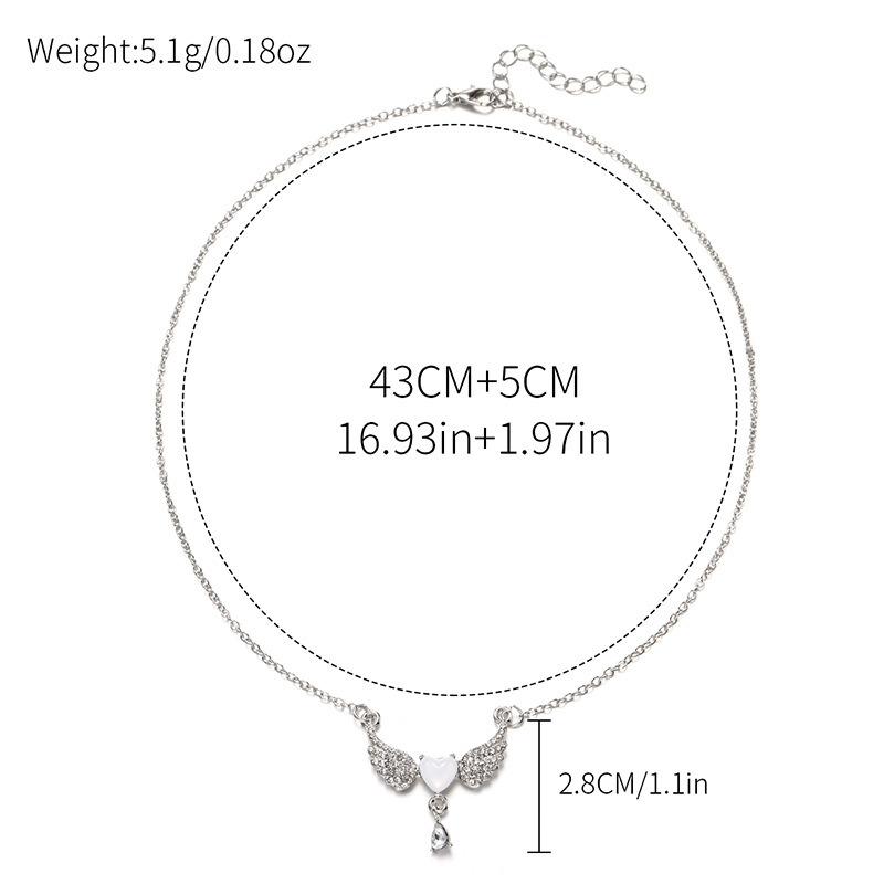 New jewelry: diamond-encrusted acrylic pendant simple and versatile alloy angel wings necklace for women