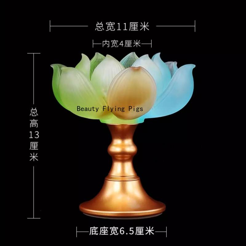 1pc Glazed Candle Holder Lotus Candle Holder Temple Sacrificial Candle Holder Chinese Buddhist Utensils No Candles Included