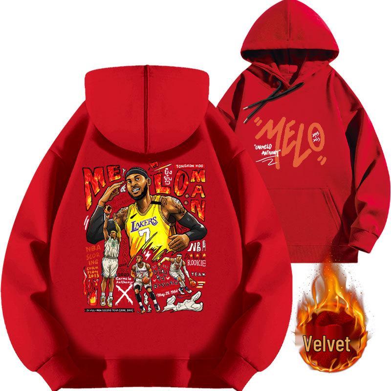 Anthony's 2025 Lakers Hoodie - Basketball Loose Fit, Autumn Plus Velvet, Thickened.