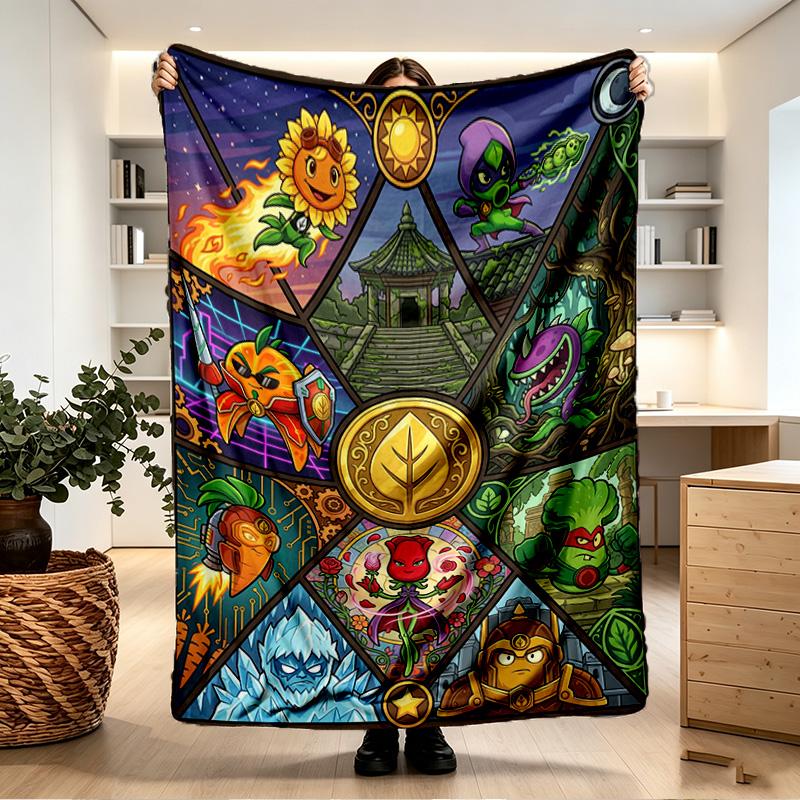 Plants VS Zombies Print Blanket - Soft & Comfortable, for Bedroom, Travel, Sofa, Home Decoration - Birthday Christmas Gift for Friend