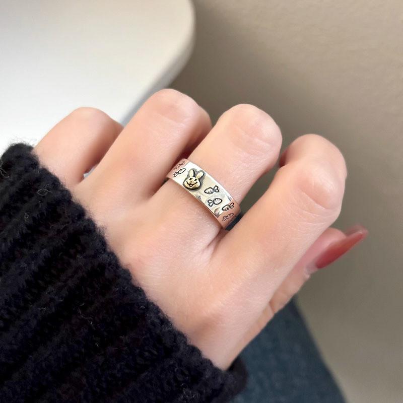 Chic Gold Animal Rabbit Carrot Ring For Women Fashionable Adjustable Open Finger Design