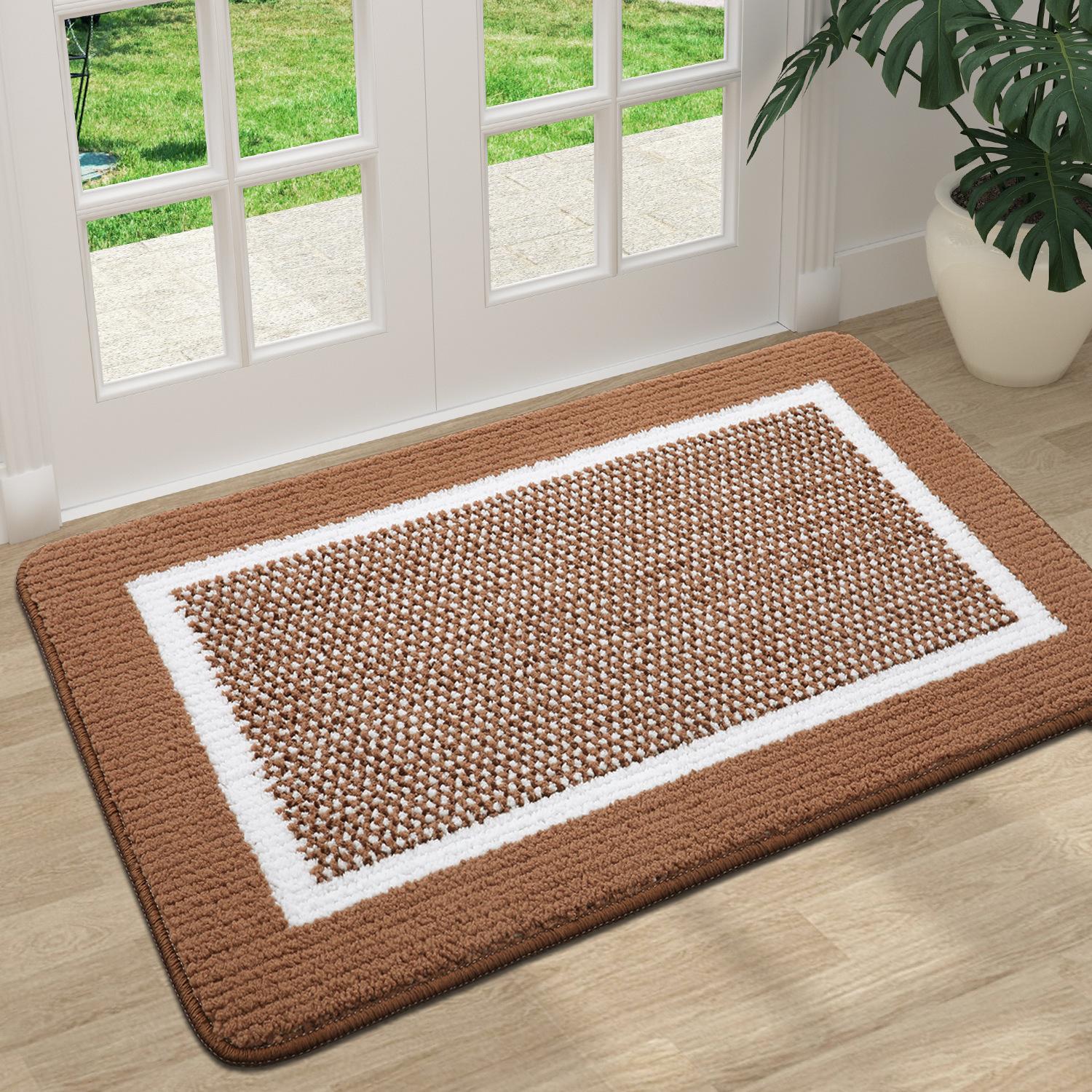 Tapis d'entrée de sol géométrique moderne simple en polypropylène Cadre arrière Dégradé Ménager Enlèvement de poussière Tapis de porte Entrée Porche Tapis de pied antidérapant 50x80