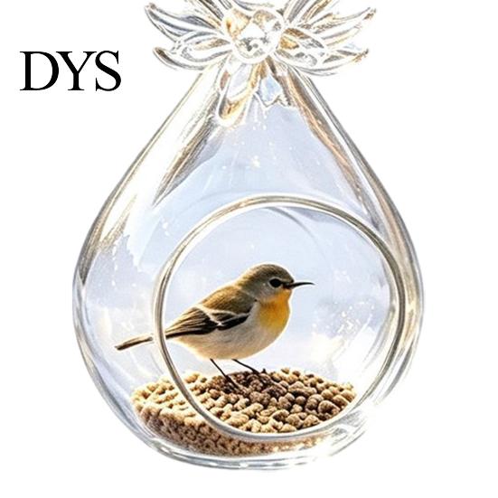 Decorative Hanging Bird Station Glass Angel Feeder, Outdoor Wild Accessory for Yard Feeder Small Birds, Garden Porch Decor