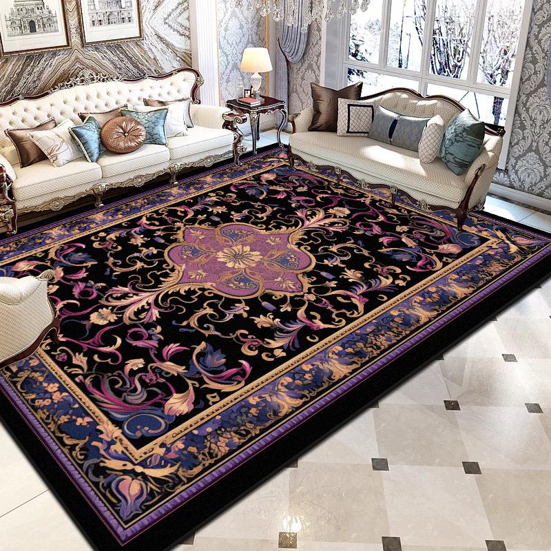 Tappeti Persiani di Lusso Grandi per Soggiorno Decorazione Stampa Nera Tappeti Lavabili Pieghevoli Camera da Letto Comodino Tappetino Antiscivolo
