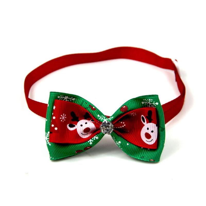 Pet  Collar Christmas Series Adjustable Flashing Diamonds Pet Bow Tie Collar