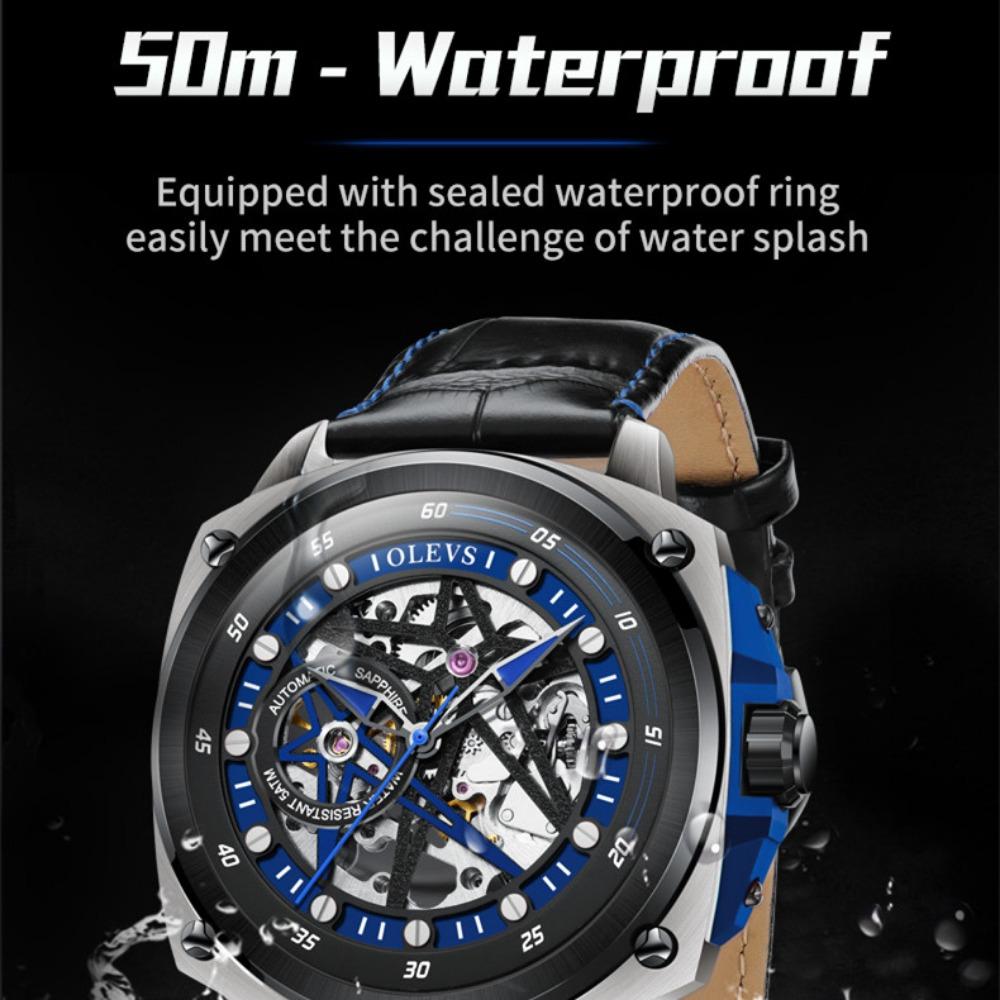 OLEVS New Top Men's Watch Hollow Fully Automatic Mechanical Watch Square Men's High -end Watches