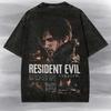 Resident Evil Requiem Vintage Acid Washed Tee - Leon Kennedy Graphic T Shirt and Kids Shirt, Los Illuminados Symbol, Gift For Gamer.