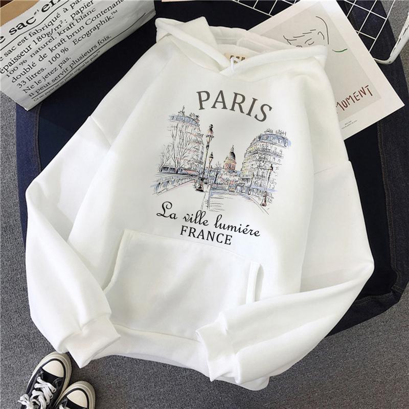 Fashion Bonjour Paris Text Print Hoodies 2025 Casual Vintge Y2k Sweatshirts Clothes Women Men Graphic Gothic Pullovers Hooded