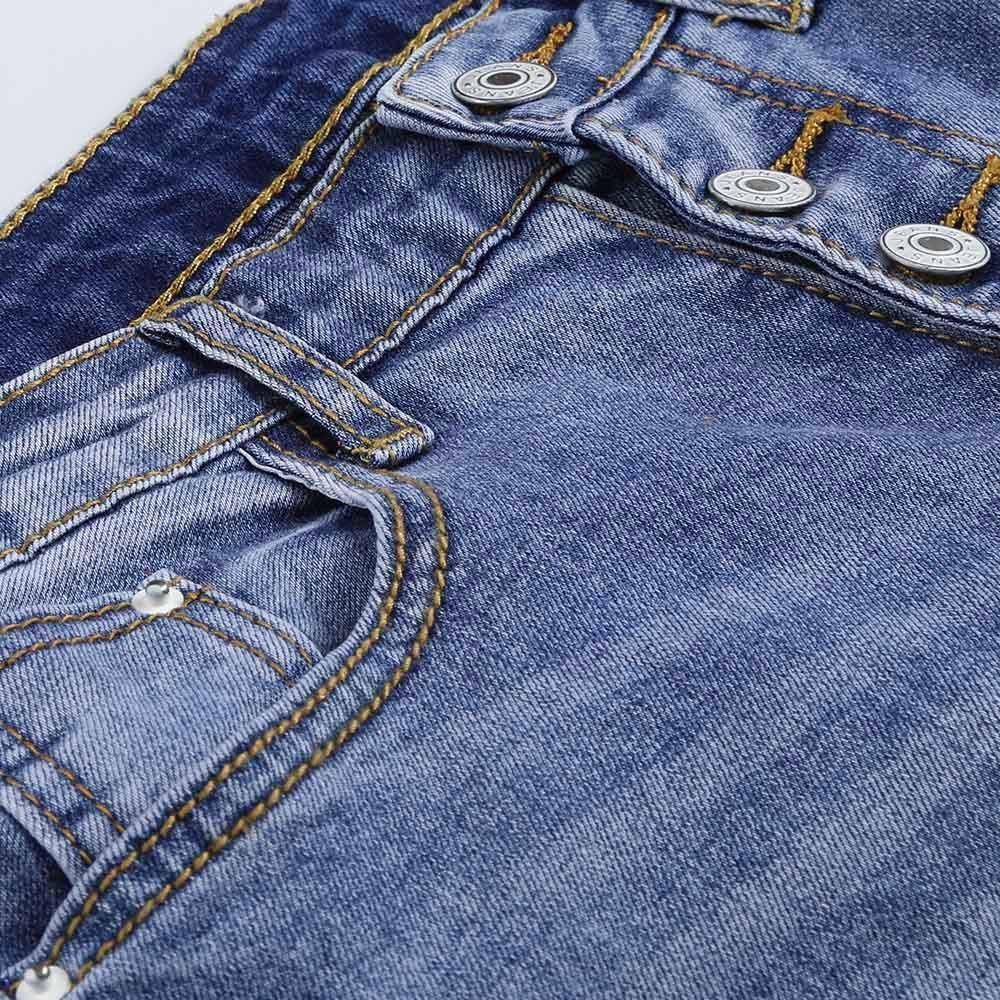 Women High Waisted Hole Skinny Denim Jeans Stretch Trousers Pants Calf  Jeans