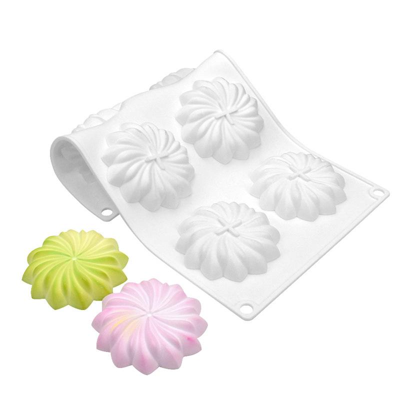 6 Cavity Geometry Spiral Flower Silicone Mold Whirlwind Bakeware Mold DIY Chocolate Baking Tools Cake Decoration Accessories