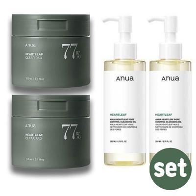 Houttuynia Cordata Clear Pads 70 Sheets + Houttuynia Cordata Cleansing Oil 200ml, 2 Sets