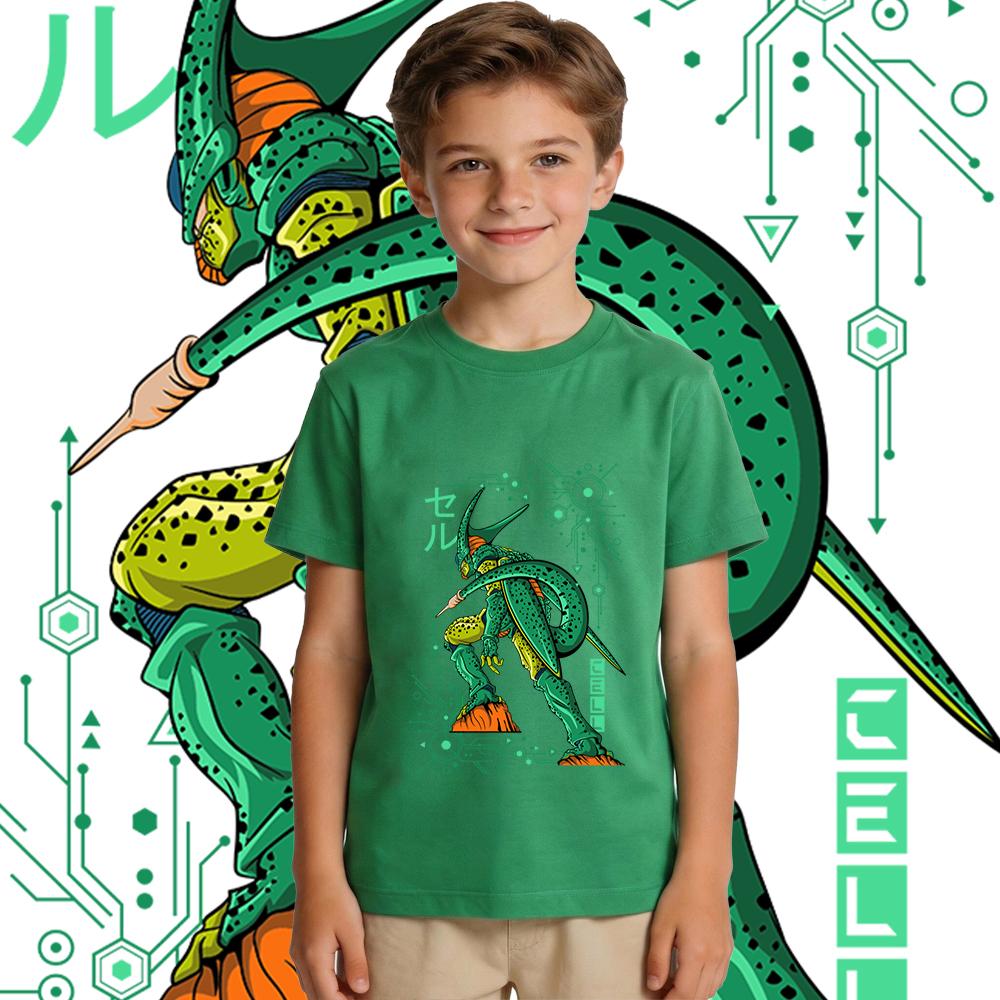 DBZ Cell Anime Print Cotton T Shirt Boys Girls Kids Casual Short Sleeve Top Soft Breathable Summer Clothes