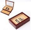 ybaymy Wooden Fountain Pen Case with 2 Drawers and Glass Luxury Pen Storage Case for Fountain Pen Collections 23-Piece Window,