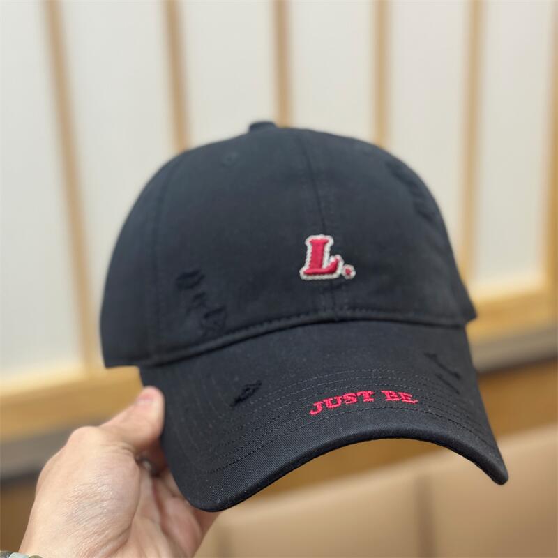 Letter Ripped Baseball Cap Women S Retro Washed Cotton Visor Hat Versatile Cap Men S Tide Adjustable