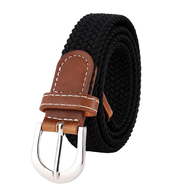 5 Colors Men's Ladies Canvas Fabric Belt Traditional Buckle Elastic Belt 100CM Long Elastic Fashion Belt