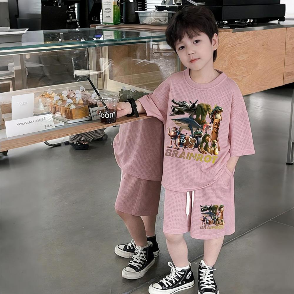 Детский комплект, мальчишеская футболка, шорты, брюки, комплект из двух предметов 150