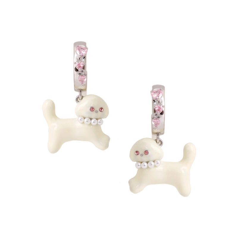

Noir Original Design Dog Eardrops Earrings Heart-Shaped Zircon Niche Style Eardrop Jewelry
