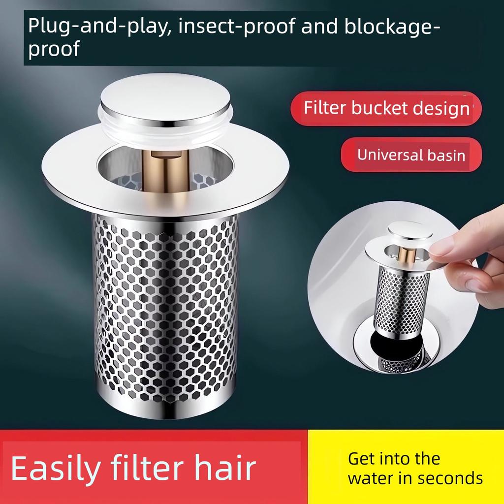 Universal Sink Drain Bounce Core Anti-Odor Press-Type Drain Accessory for Washbasin