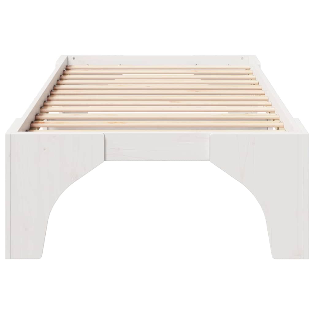Bed Frame White 75 x 190 cm Solid Pine Wood