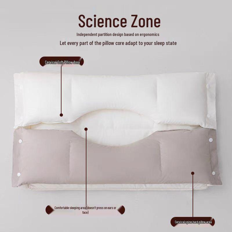 All-Cotton Neck & Ear Protection Pillow for Adults - Soft & Firm Support for Side Sleepers