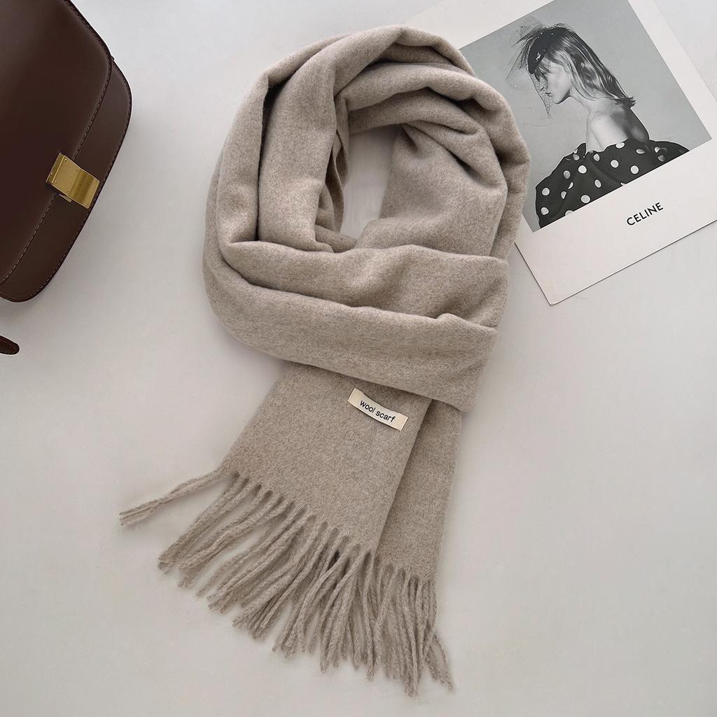 35*205cm Luxury Wool Scarf Women Fashion Solid Color Winter Warm Scarves Tassel Shawls Pashmina Lady Wrap Bufanda