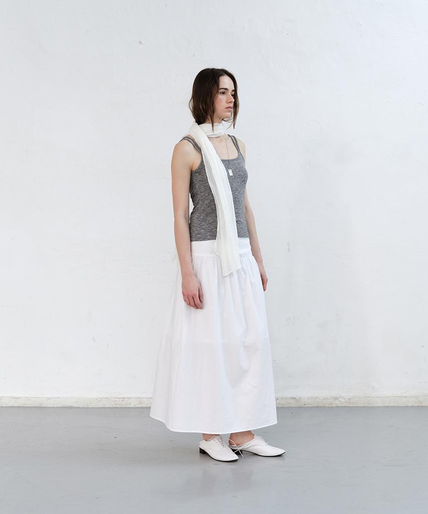 Loutaideu Cotton Shirring Skirt [White]