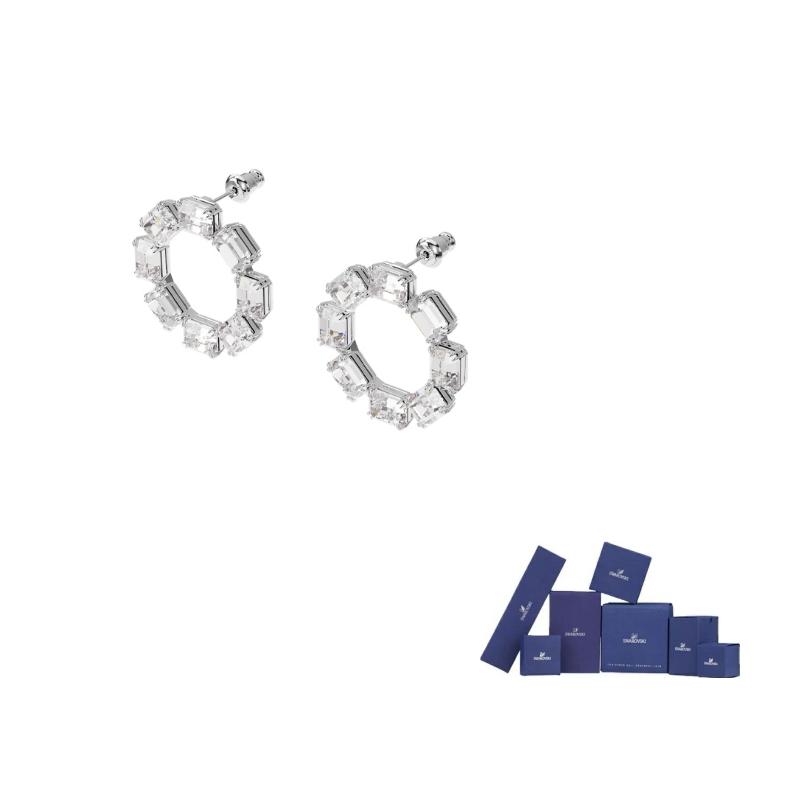 Swarovski Runde Ohrstecker Ohrringe Damen Silber 5602780 Box (Random Color),Silver white