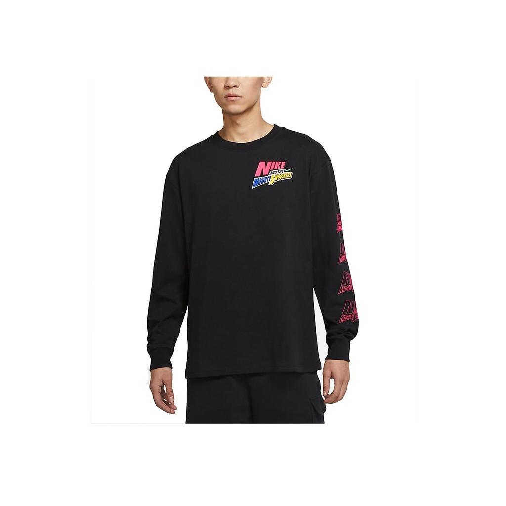 Nike Sportswear Graphic Print Long Sleeve T-Shirt Men Tops Black DM7916-010