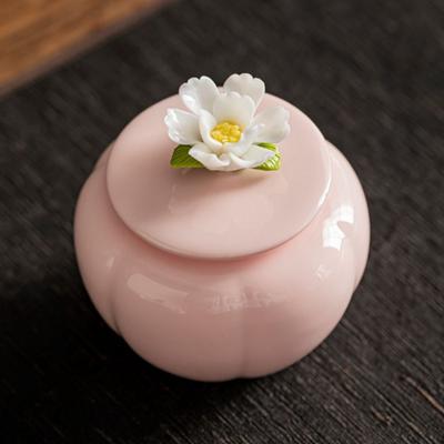 Mit dichtschließendem Deckel Keramik-Teekanne Rosa Blume Teedose Versiegelt Teeverpackung Box Camping Outdoor