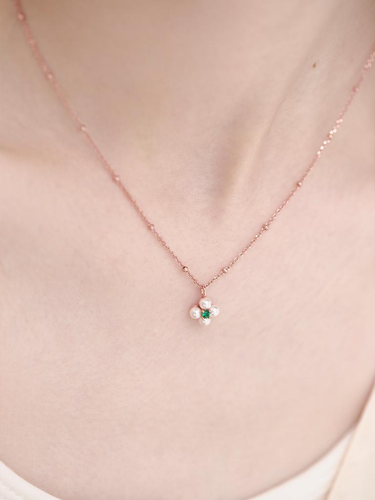 Rosemont Silver Clover Pearl Necklace Ra24C23J