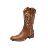 New Women's Shoes Long Boots with Square Toes and Thick Heels