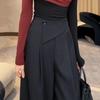 High-Waisted Retro Wide-Leg Pants for Pear-Shaped Figures - Drapey Slimming Trousers