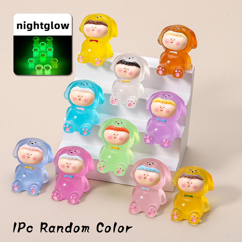 

Мультяшные светящиеся фигурки собак Лилит, украшения для автомобилей, микроландшафтные украшения, светящиеся в темноте кукольные украшения, игрушки для рабочего стола