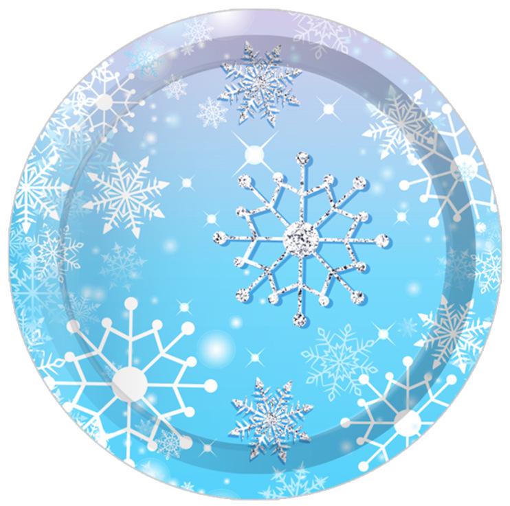 Blue Snowflake Disposable Tableware Blue Snow Plates Cups Napkins Merry Christmas Girls Happy Snow Theme Birthday Party Supplies