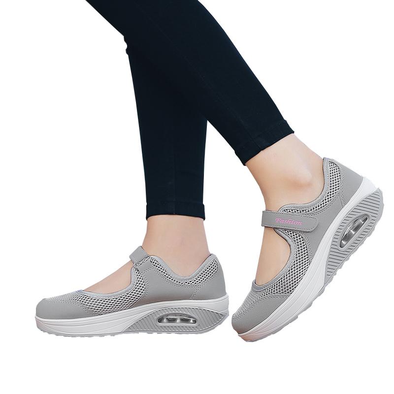 Fashion Summer Women Flat Platform Shoes Woman Casual Mesh Breathable Slip On Fabric Sneakers Shoes For Women Female Mary Jane Shoe.