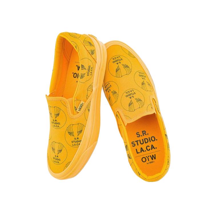 SR. STUDIO. Los Angeles. CA. x Vans Slip-On 98 Vibram SR Potisk drápů Unisex Tenisky Žlutá Zlatá-Fusion VN000S506U4