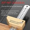 Multiple Use Double Unit Carpentry Ruler Stainless Steel Edges and Adjustable Beechwood Guide Block for Precisions Woodworking