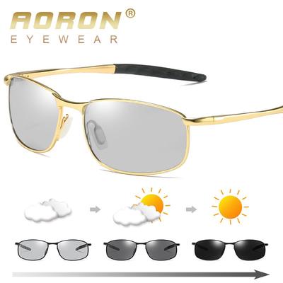 Men Photochromic Polarized Sunglasses Fashion Classic Rectangle Sun Glasses UV400 Anti-glare Eyewear