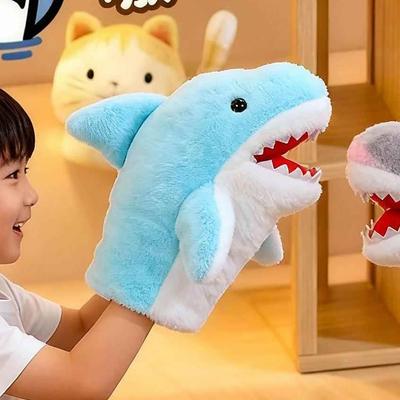 Children Gift 20cm Size Shark Hand Puppet Cute Open Mouth Stuffed Animal Simulated Shark Cartoon Interactive Educational