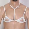 Lace Sexy Lingerie for Male Lace Half Cup Bra Underwired Open Nipple Push Up Cupless Exposed Breasts Underwired See