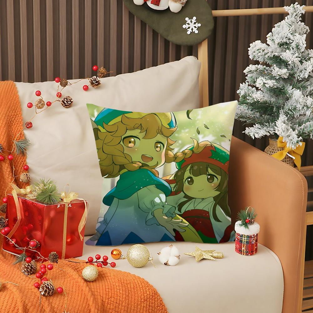 Kwaii Anime Hakumei and Mikochi Pillow Case Anti-dustmite Pillow Invisible zipper silky short plush Sofa cushion cover