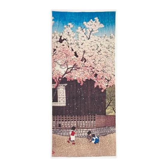 Ukiyo-e Tenugui Towel by Kawase Hasui, "Twelve Scenes of Tokyo: Mount Atago in Spring", 100% Cotton, Tokka Fabric, Reactive Dye, Screen Printing