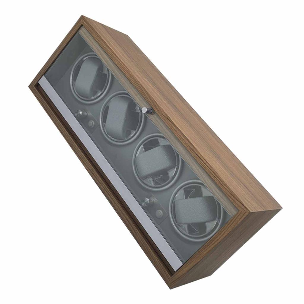 Automatic Watch Winders Black Walnut Grain Wood Mechanical Manual PU Travel Watch Winder Box