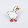 Charming Goose Pose Brooch: Cute Cartoon Animal Metal Badge with Drip Oil Finish.