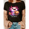 Axolotl Print Short Sleeve T-shirt, Casual Crew Neck Top for Summer & Spring, Women's Clothing