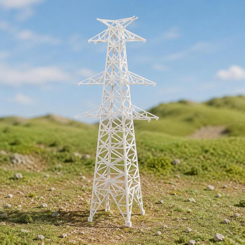 Power Line Tower Model for Dioramas Scene, ABS Miniature Realistic Electric Tower Figurine for Desktop Display Styling, Collection Layouts and
