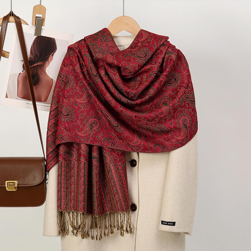 

Модный зимний шарф кашемир женский пашмина дизайн цветочный платок женский толстое одеяло мягкий буфанда шаль косынка 60x180 cm