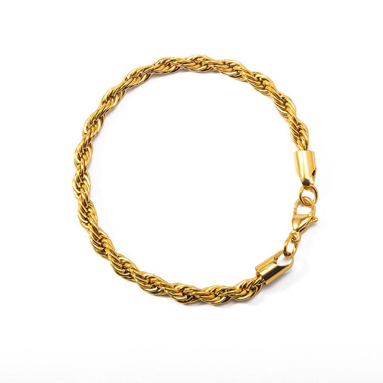 Trendy Silver-Plated 4mm Twisted Rope Bracelet for Women – Stylish and Simple Design золотой